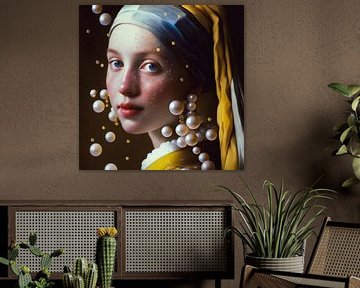 Girl with the pearls by Vlindertuin Art