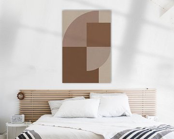 Moderne abstracte geometrische kunst in retrostijl in bruin en beige nr. 19 van Dina Dankers