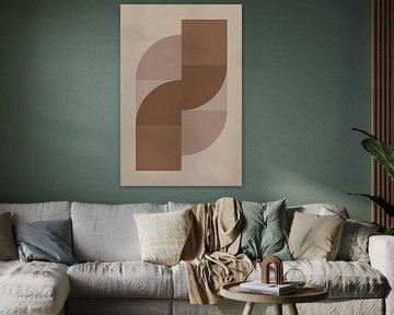 Moderne abstracte geometrische kunst in retrostijl in bruin en beige nr. 16 van Dina Dankers