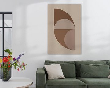 Moderne abstracte geometrische kunst in retrostijl in bruin en beige nr. 6 van Dina Dankers