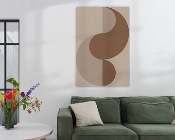 Moderne abstracte geometrische kunst in retrostijl in bruin en beige nr. 9 van Dina Dankers