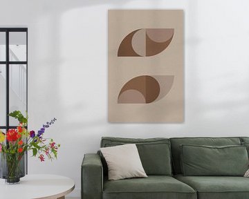 Moderne abstracte geometrische kunst in retrostijl in bruin en beige nr. 5 van Dina Dankers