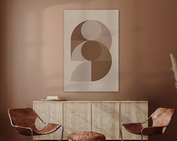 Moderne abstracte geometrische kunst in retrostijl in bruin en beige nr. 8 van Dina Dankers