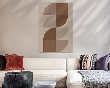 Moderne abstracte geometrische kunst in retrostijl in bruin en beige nr. 10 van Dina Dankers