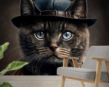 Portrait Cat in Peaky Blinders style by Deco item