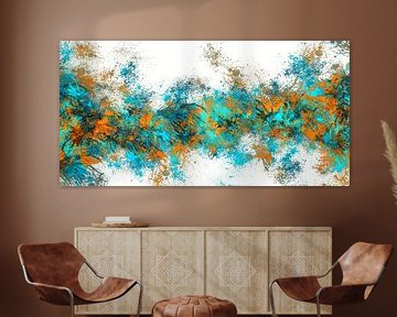 Explosion de peinture orange et sarcelle