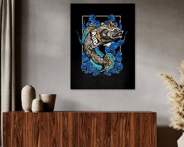 snakehead fish, combination with balinese ornaments, by Rofis art