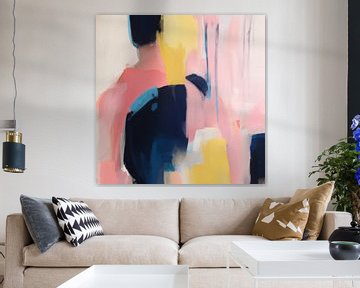 Abstrait moderne en rose, bleu et jaune sur Studio Allee