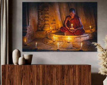 Young monk in the temples of Bagan by Roland Brack