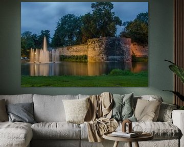 Fountain in city park in maastricht by Peter Wolfhagen