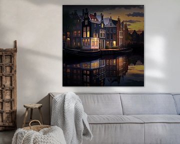 Avond in Amsterdam van Digital Art Nederland
