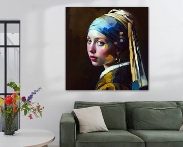 Modern Girl with a Pearl Earring by Vermeer by Vlindertuin Art
