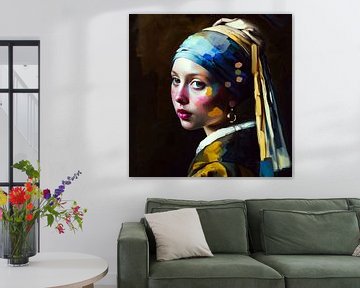 Modern meisje met de parel van Vermeer van Vlindertuin-Art