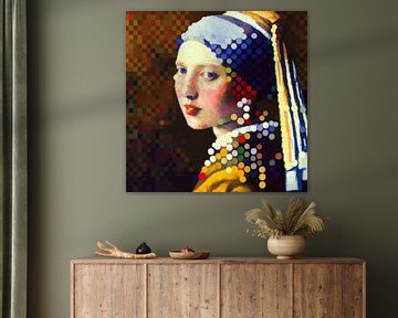 Girl with a Pearl Earring modern abstract by Vlindertuin Art