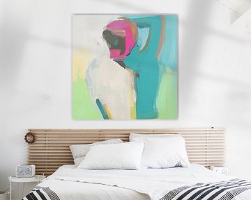 Modern abstract painting in pink and blue by Studio Allee