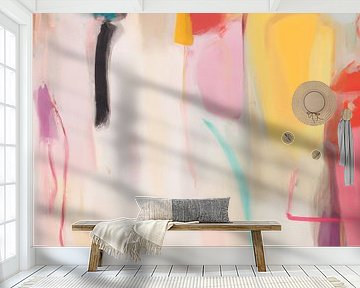 Kleurrijk abstract in warme kleuren met wit van Studio Allee