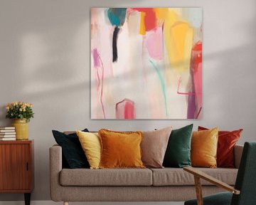Kleurrijk abstract in warme kleuren met wit van Studio Allee
