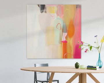Colourful abstract in warm colours with white by Studio Allee