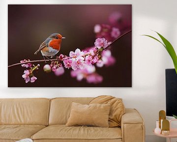 Robin on a Branch in Spring Illustration by Animaflora PicsStock