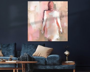 Vrouwenportret abstract in roze van Carla Van Iersel