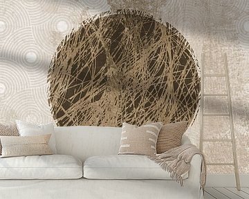 Ikigai. Abstracte minimalistische zen-kunst. Japanse stijl. Aardetinten VII van Dina Dankers