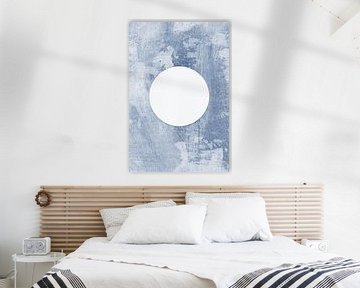 Ikigai. Abstracte minimalistische Zen kunst. Japanse stijl in blauw X van Dina Dankers