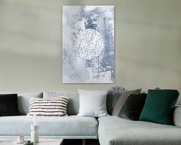 Ikigai. Abstracte minimalistische Zen kunst. Japanse stijl in blauw IX van Dina Dankers