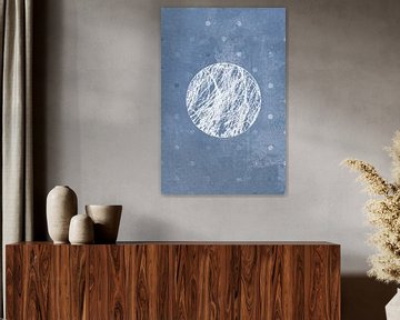 Ikigai. Abstracte minimalistische Zen kunst. Japanse stijl in blauw IV van Dina Dankers