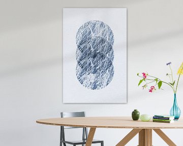 Ikigai. Abstracte minimalistische Zen kunst. Japanse stijl in blauw II