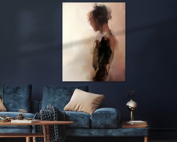 Abstract portret in aardetinten van Carla Van Iersel