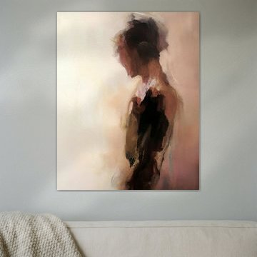 Abstract portret in aardetinten (gezien bij vtwonen) van Carla Van Iersel