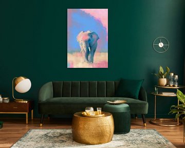 Pastellfarbener Elefant von But First Framing