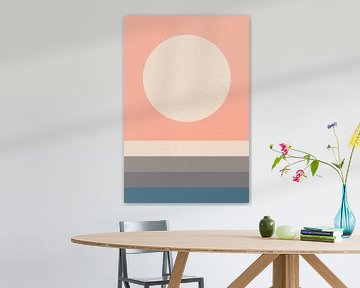 Ikigai. Abstract minimalist Zen art. Sun, Moon, Ocean by Dina Dankers