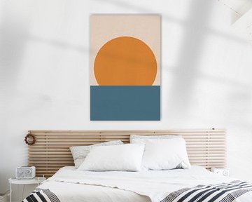 Ikigai. Abstracte minimalistische Zen kunst. Zon, maan, oceaan III van Dina Dankers