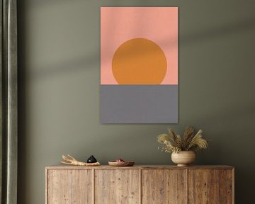 Zon, maan, oceaan. Ikigai. Abstracte minimalistische Zen kunst V van Dina Dankers