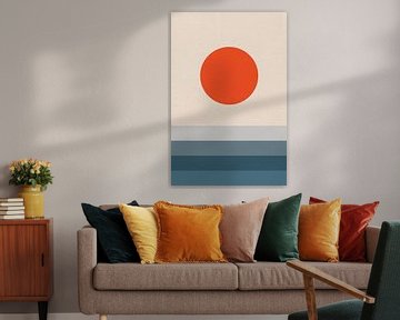 Zon, maan, oceaan. Ikigai. Abstracte minimalistische Zen kunst XV van Dina Dankers