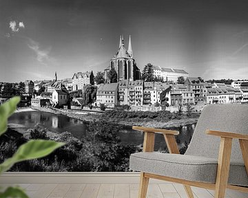 Görlitz Stadt-Panorama an der Neiße (Schwarzweiss) von Frank Herrmann