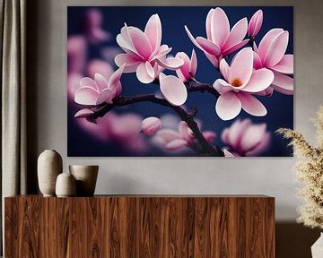rosa Magnolienblüten im Frühling, Art Illustration 03 von Animaflora PicsStock