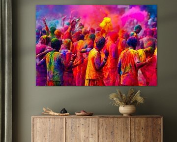 colourful Holi Indian festival on the street, art illustration by Animaflora PicsStock