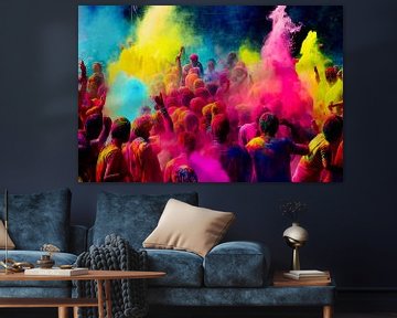 Indiërs vieren het Holi festival, Art Illustration van Animaflora PicsStock