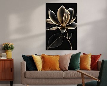 Gouden magnolia bloem van Bert Nijholt