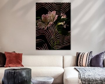 Roze Lelies met een grafische digitale bewerking van Studio byMarije