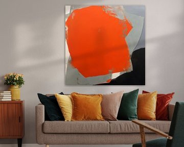 Modern abstract: oranje en zwart van Studio Allee