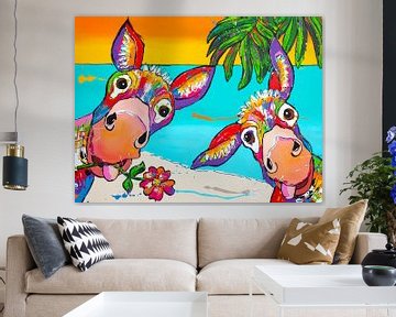 Silly Donkeys on the beach by Happy Paintings