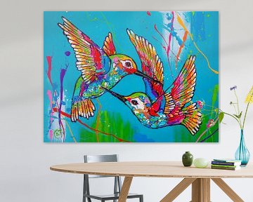 Hummingbirds in love by Happy Paintings