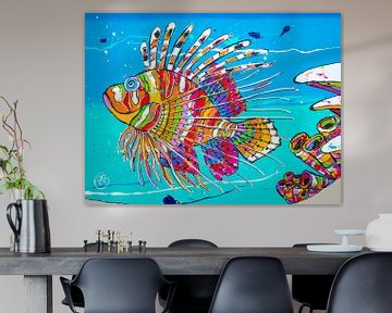 Poisson-lion coloré sur Happy Paintings