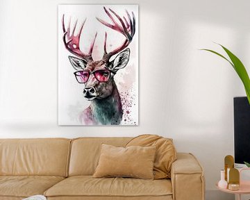 Cool Stag with Pink Sunglasses by Felix Brönnimann