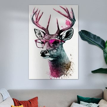 Coole Stag met roze zonnebril van Poster Art Shop