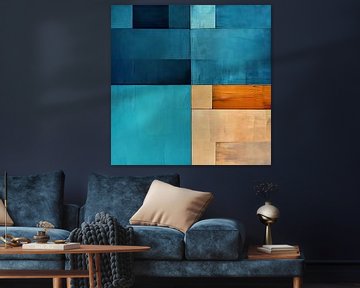 Horizon van rust in aqua, blauw en bruin van Color Square