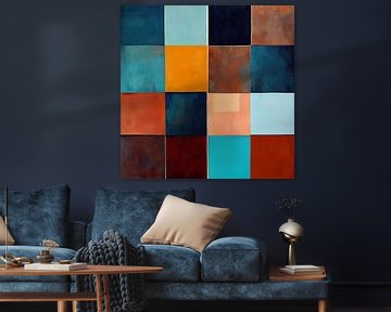 Horizon van Harmonie in aqua, blauw en bruin van Color Square